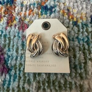 Anthropologie Gold and Silver Twist Earrings